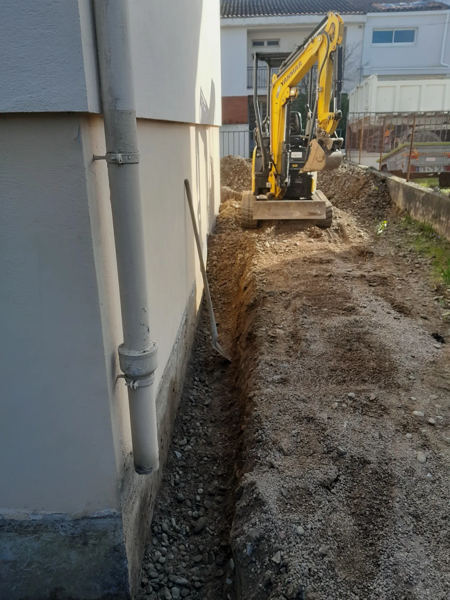 Drainage de façade à Blagnac, vue 2 du chantier