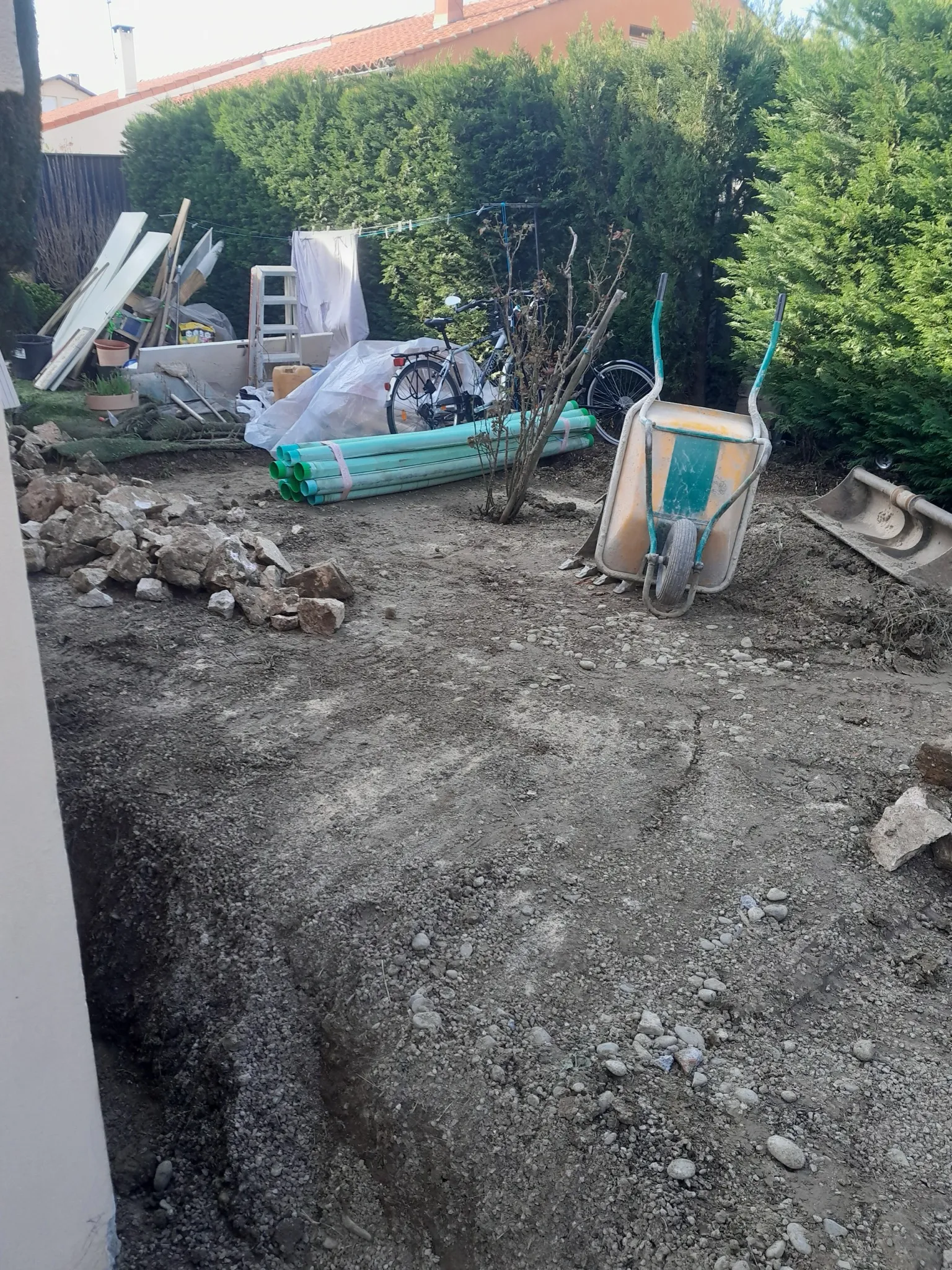 Drainage de façade à Blagnac, vue 3 du chantier